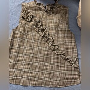 Zara Tan Ruffled Blouse